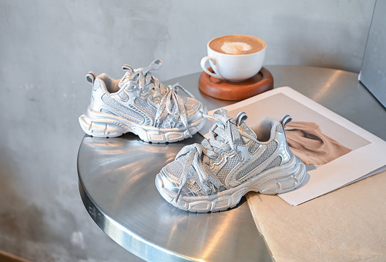 Children's Sports Shoes 2025 Spring and Autumn New Boys' Casual Dad Shoes Girls' Soft Sole Lightweight Running Shoes