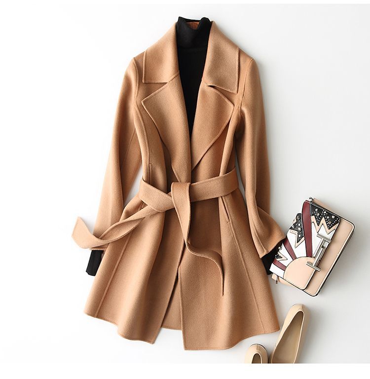 2024 Autumn and Winter New Woolen Coat Women's Slim-fit Slimming Korean Style Mid-length Woolen Coat Trendy