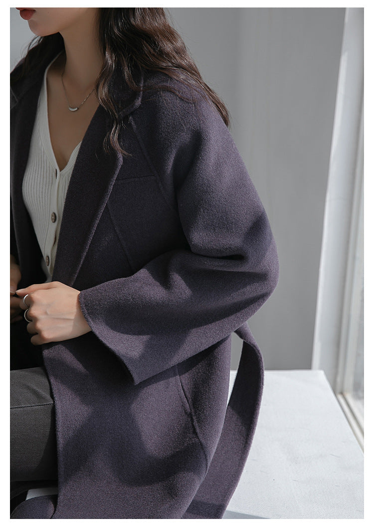 "Anniversary Edition" Double-Sided Cashmere Coat for Women, Long Style, 2025 Autumn/Winter New High-End Loose Woolen Overcoat