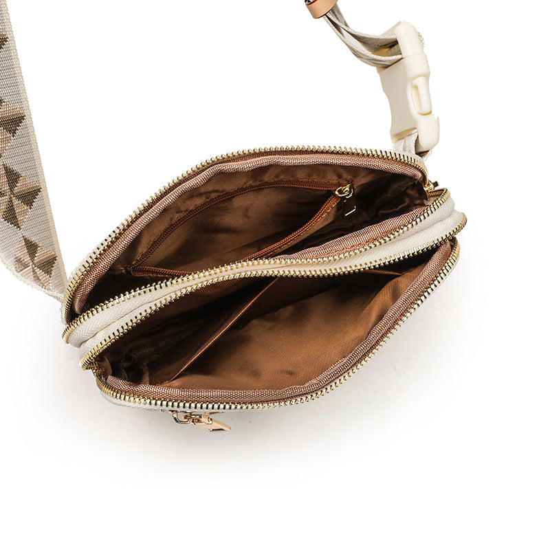 Waist Bag for Men and Women, New Trendy Fashion Versatile Crossbody Chest Bag with Double Zipper Casual Bag, Guangzhou Cross-Border Wholesale