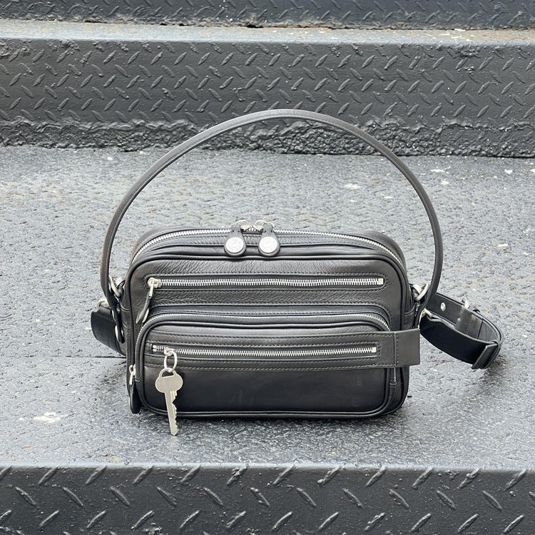 2025 New Leather Multi-compartment Zipper Handbag Key Pendant Underarm Bearer Bag Fashionable Shoulder Crossbody Bag