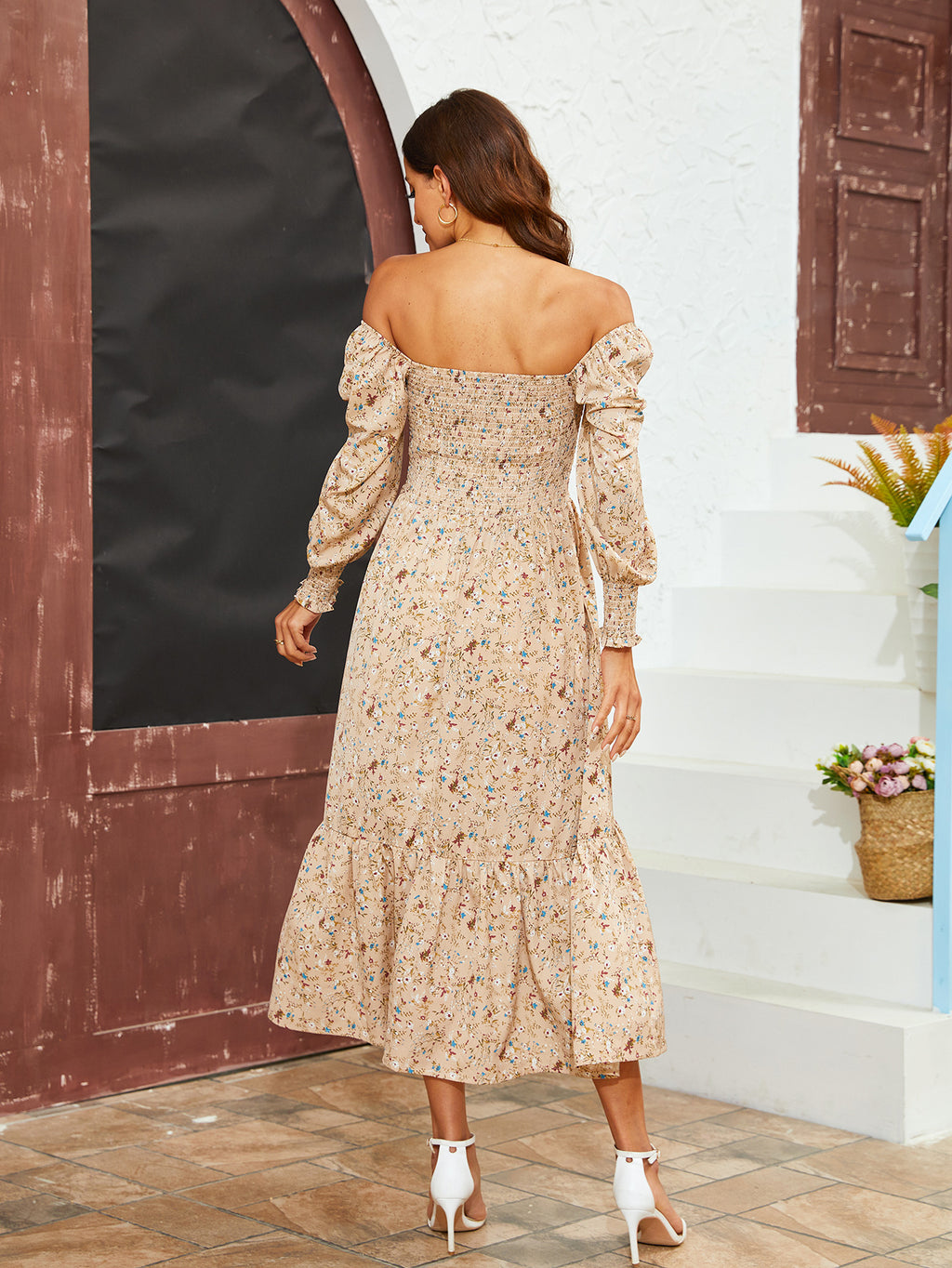 Swintager 2026 Spring New Maternity Chiffon Dress Small Floral Dress Amazon Long-Sleeved Dress