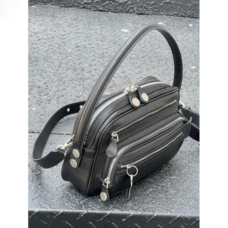 2025 New Leather Multi-compartment Zipper Handbag Key Pendant Underarm Bearer Bag Fashionable Shoulder Crossbody Bag