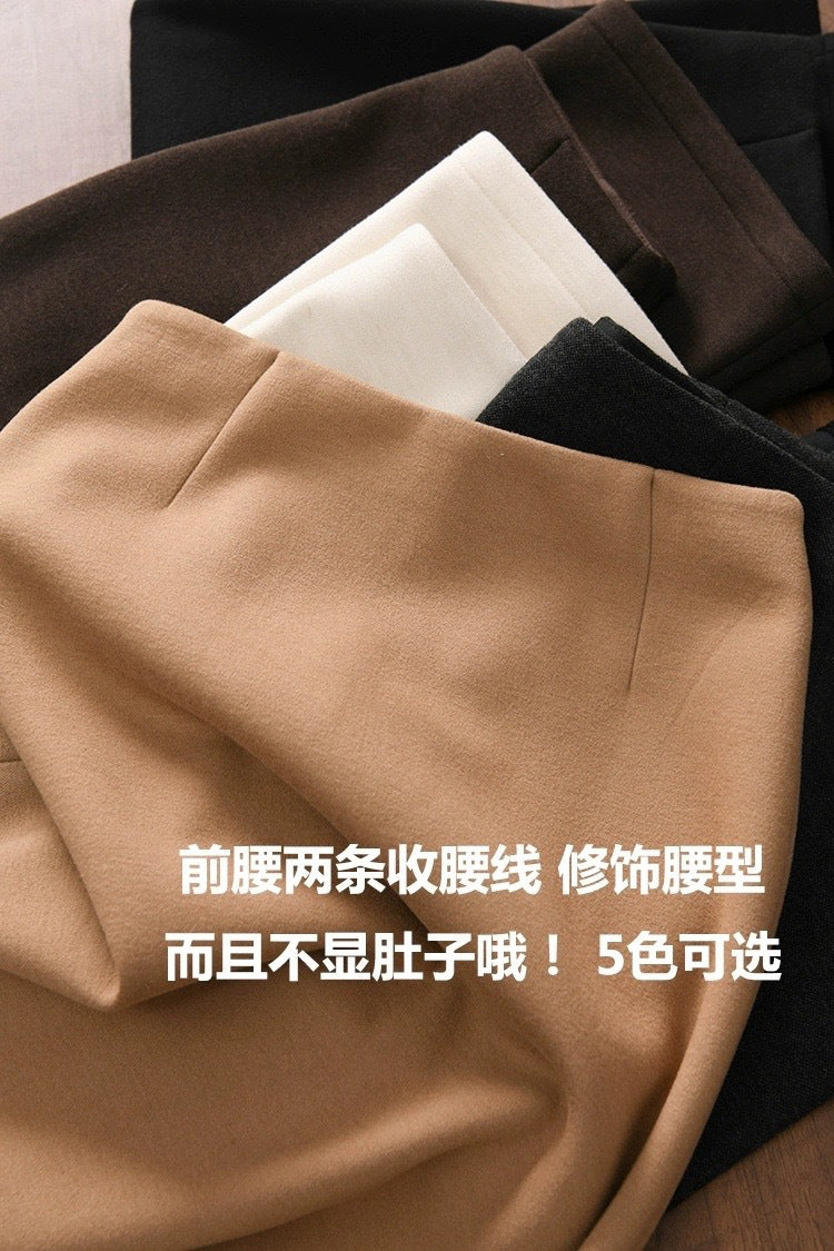 Acetate Cashmere Women's Mid-Length Skirt, High-End Elegant High-Waist Slimming Rear Split Wool Straight Skirt, Autumn and Winter New Collection