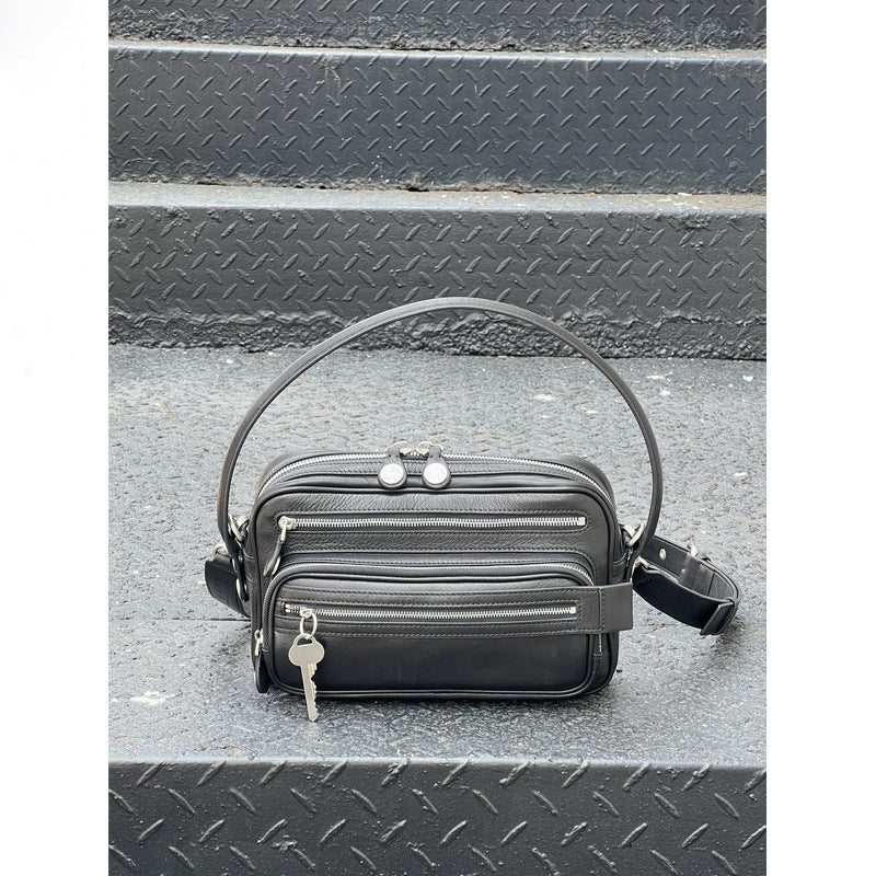 2025 New Leather Multi-compartment Zipper Handbag Key Pendant Underarm Bearer Bag Fashionable Shoulder Crossbody Bag