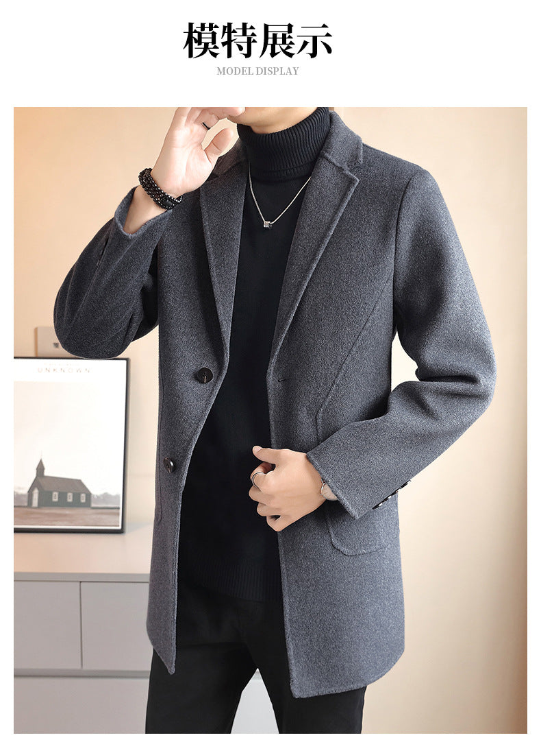 Double-sided Woolen Coat Men's Mid-length Cashmere Woolen Coat Men's Autumn and Winter High-end Down Liner Woolen Coat