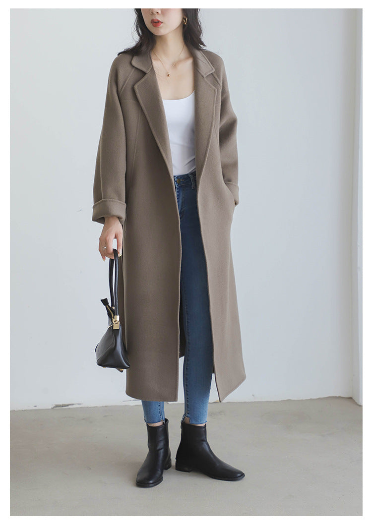 "Anniversary Edition" Double-Sided Cashmere Coat for Women, Long Style, 2025 Autumn/Winter New High-End Loose Woolen Overcoat