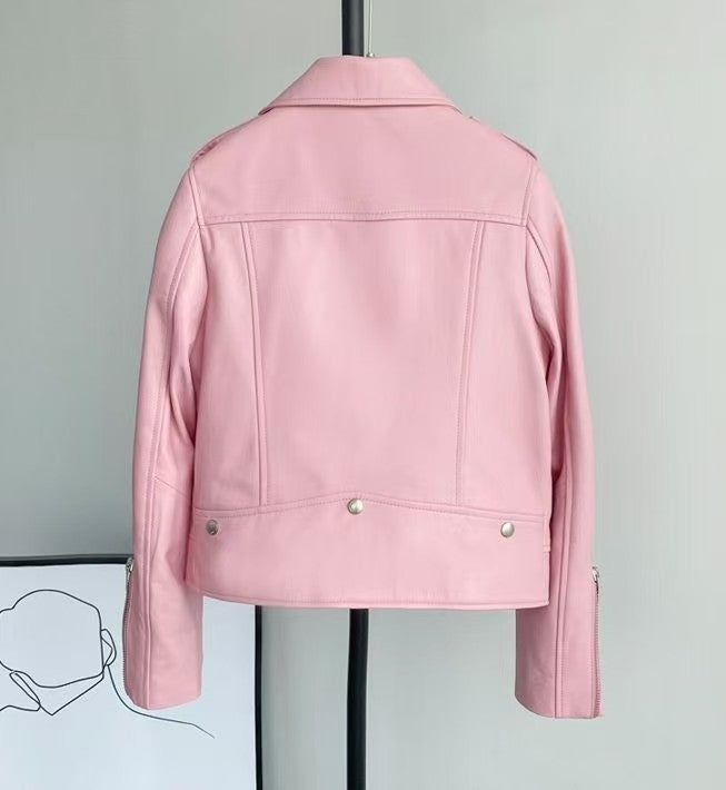 2025 Spring and Autumn New Korean Style Short Women's PU Leather Jacket, Plus Size Slim Motorcycle Jacket, Small Leather Jacket
