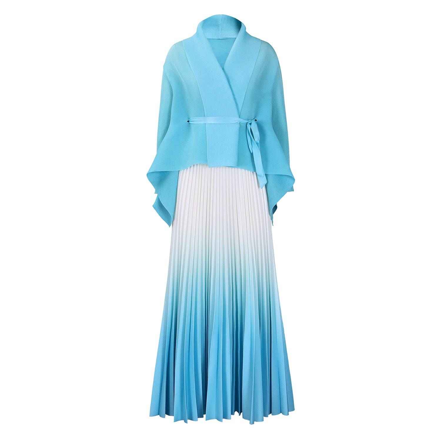 C8610 African plus size Women's Spring New Fashion Strap Bat Sleeve Top Gradient Color-changing Skirt Two-piece Set