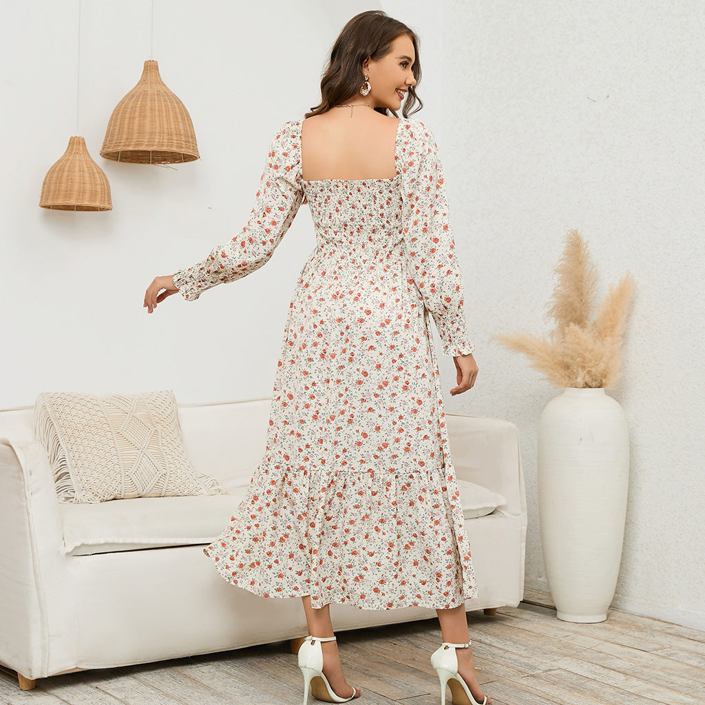 Swintager 2026 Spring New Maternity Chiffon Dress Small Floral Dress Amazon Long-Sleeved Dress