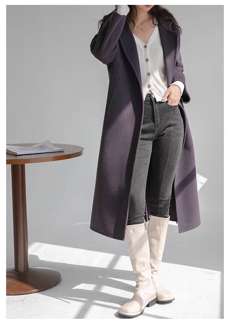 "Anniversary Edition" Double-Sided Cashmere Coat for Women, Long Style, 2025 Autumn/Winter New High-End Loose Woolen Overcoat