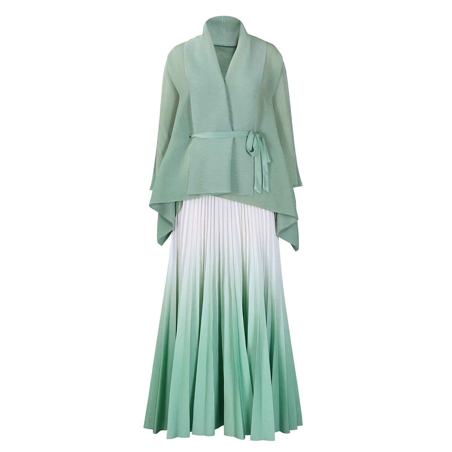 C8610 African plus size Women's Spring New Fashion Strap Bat Sleeve Top Gradient Color-changing Skirt Two-piece Set