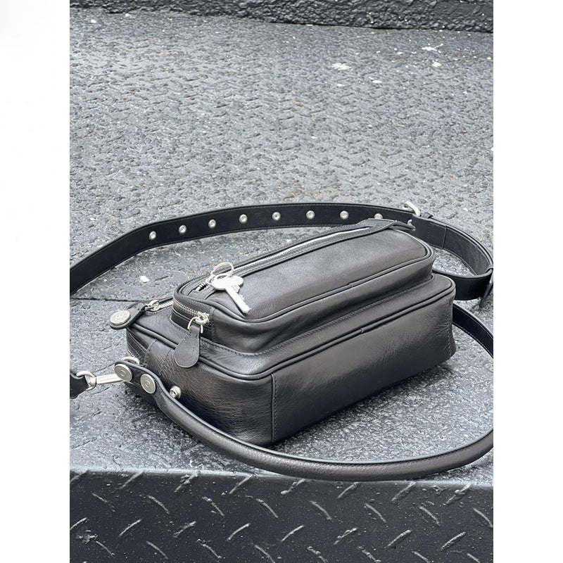 2025 New Leather Multi-compartment Zipper Handbag Key Pendant Underarm Bearer Bag Fashionable Shoulder Crossbody Bag