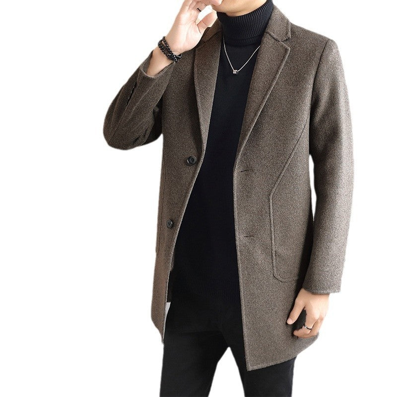 Double-sided Woolen Coat Men's Mid-length Cashmere Woolen Coat Men's Autumn and Winter High-end Down Liner Woolen Coat