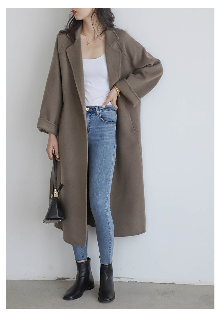 "Anniversary Edition" Double-Sided Cashmere Coat for Women, Long Style, 2025 Autumn/Winter New High-End Loose Woolen Overcoat