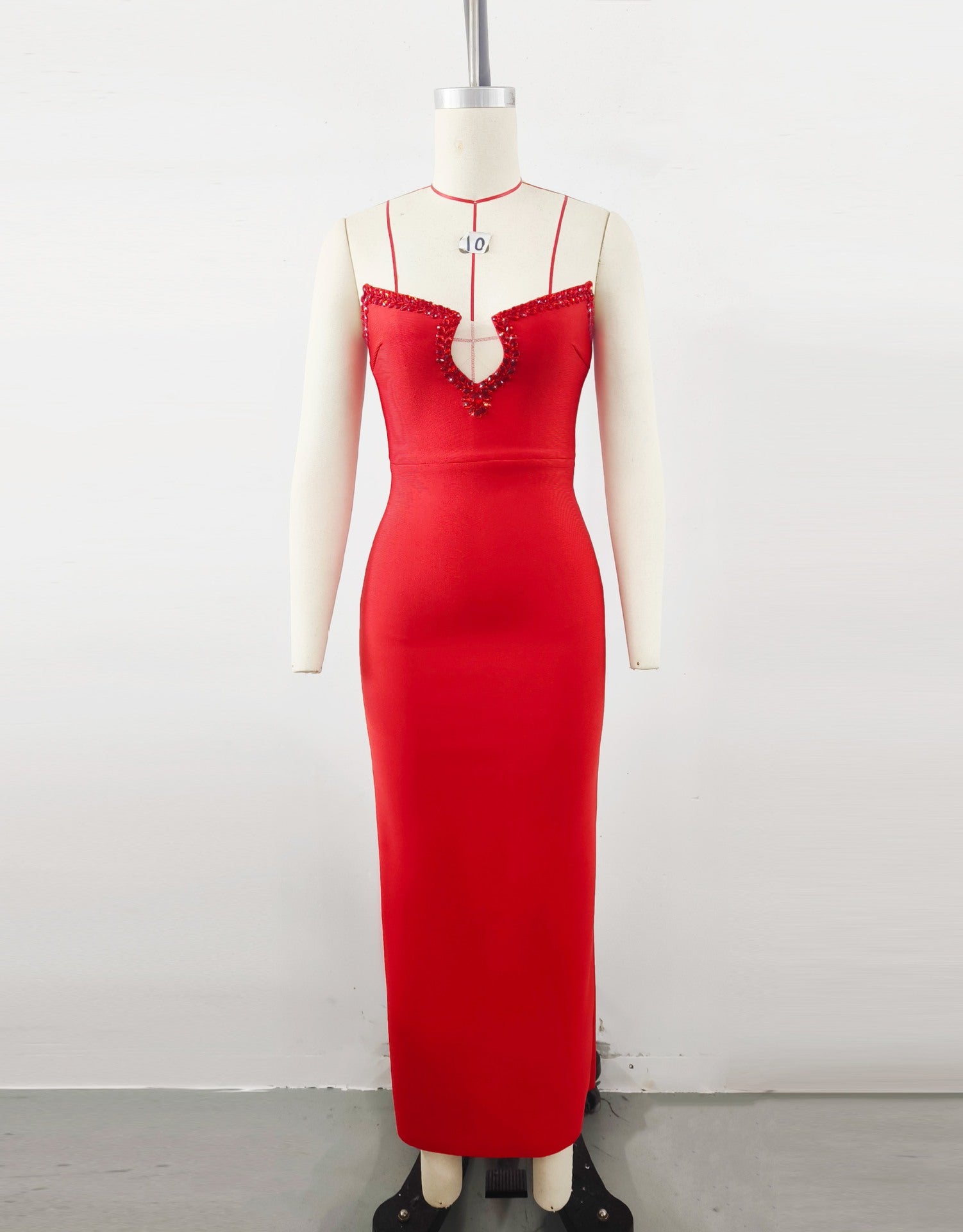 Amazon Women's 2025 Spring and Summer European and American Cross-border Red Diamond Bandage Evening Dress Women's Banquet Elegant Light Luxury