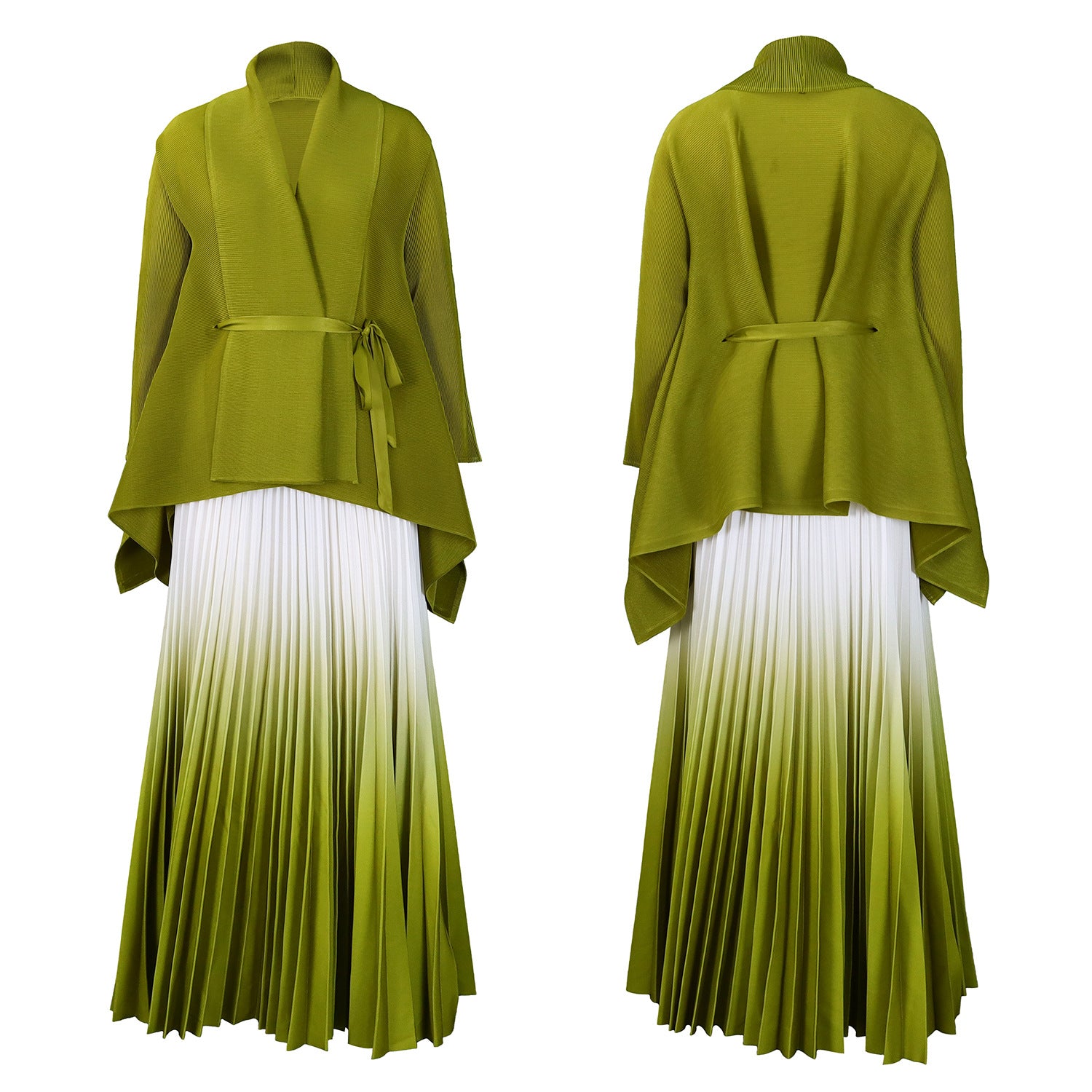 C8610 African Plus Size Women's Spring New Fashion Strap Batwing Top Gradient Color-changing Skirt Two-piece Set
