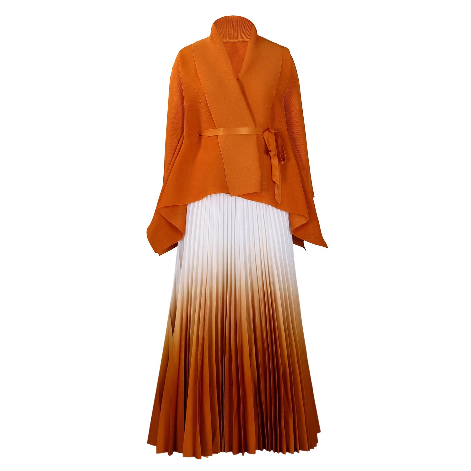 C8610 African plus size Women's Spring New Fashion Strap Bat Sleeve Top Gradient Color-changing Skirt Two-piece Set
