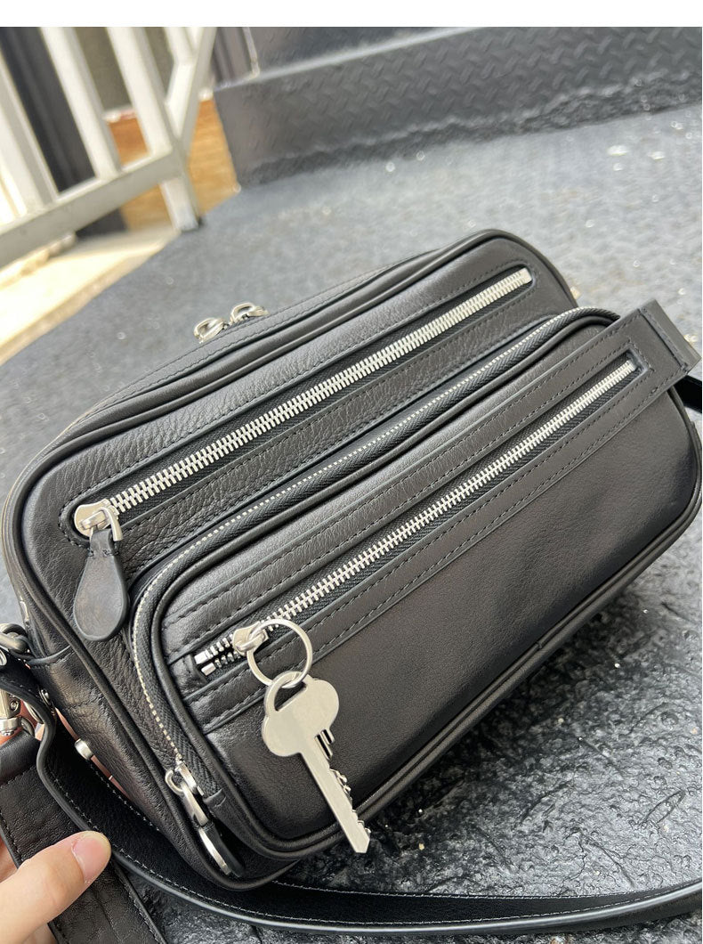 2025 New Leather Multi-compartment Zipper Handbag Key Pendant Underarm Bearer Bag Fashionable Shoulder Crossbody Bag
