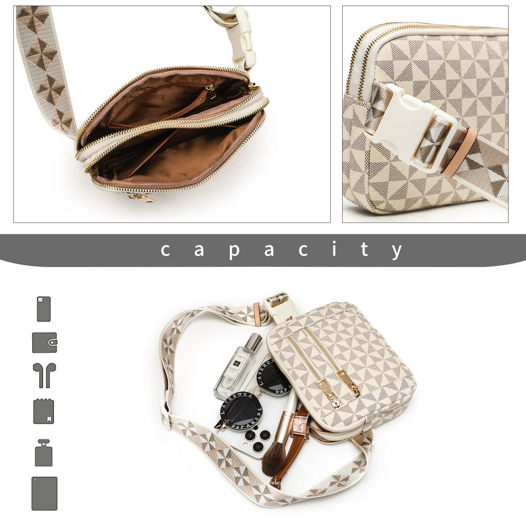 Waist Bag for Men and Women, New Trendy Fashion Versatile Crossbody Chest Bag with Double Zipper Casual Bag, Guangzhou Cross-Border Wholesale