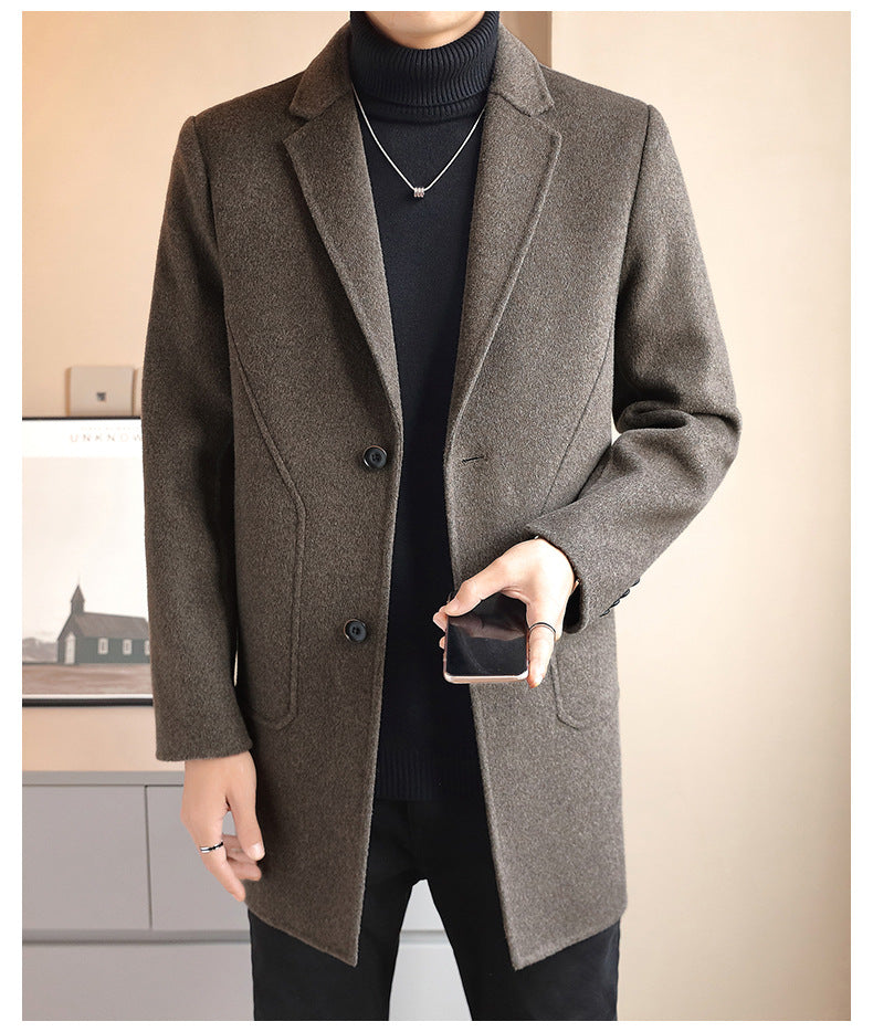 Double-sided Woolen Coat Men's Mid-length Cashmere Woolen Coat Men's Autumn and Winter High-end Down Liner Woolen Coat