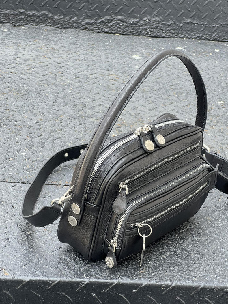 2025 New Leather Multi-compartment Zipper Handbag Key Pendant Underarm Bearer Bag Fashionable Shoulder Crossbody Bag