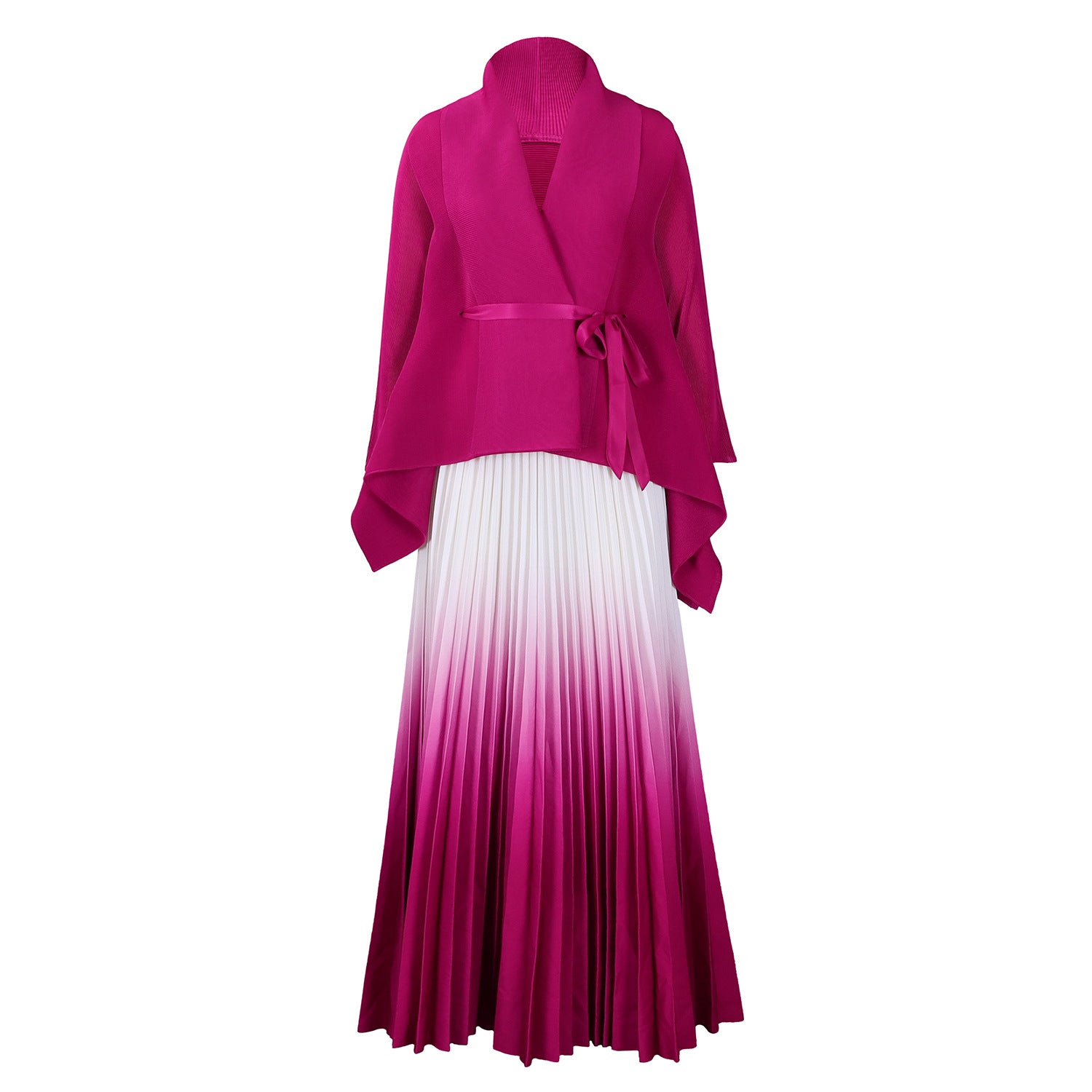 C8610 African plus size Women's Spring New Fashion Strap Bat Sleeve Top Gradient Color-changing Skirt Two-piece Set
