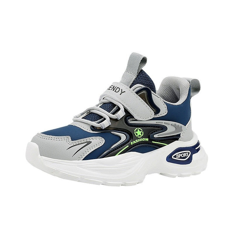 Autumn and Winter Leather Children's Sneakers, Boys' Fleece-Lined Cotton Shoes, Student Dad Shoes, Running Shoes, Warm Snow Boots, Children's Shoes