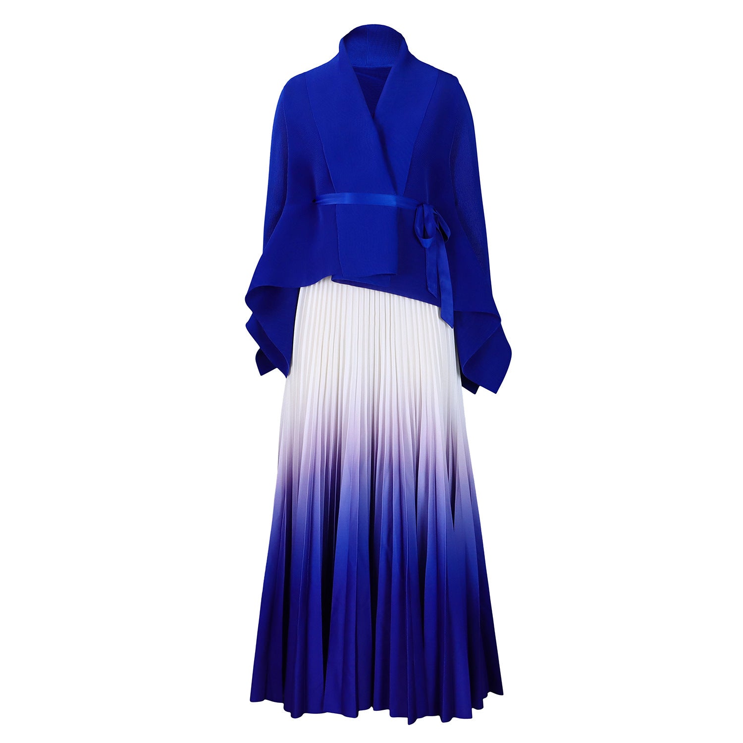 C8610 African plus size Women's Spring New Fashion Strap Bat Sleeve Top Gradient Color-changing Skirt Two-piece Set
