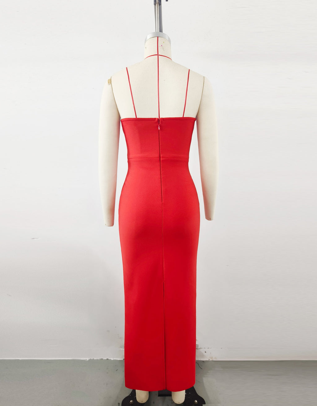 Amazon Women's 2025 Spring and Summer European and American Cross-border Red Diamond Bandage Evening Dress Women's Banquet Elegant Light Luxury