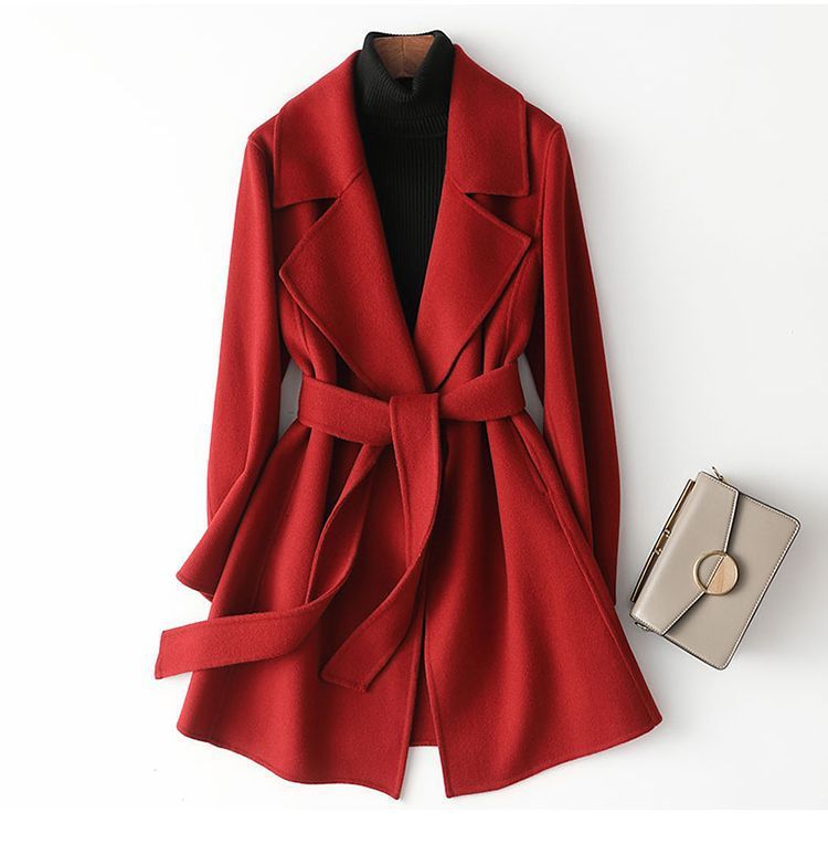 2024 Autumn and Winter New Woolen Coat Women's Slim-fit Slimming Korean Style Mid-length Woolen Coat Trendy