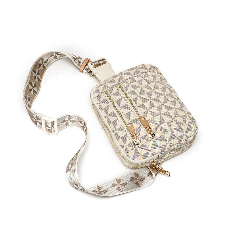 Waist Bag for Men and Women, New Trendy Fashion Versatile Crossbody Chest Bag with Double Zipper Casual Bag, Guangzhou Cross-Border Wholesale