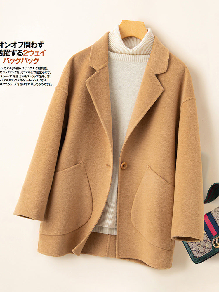 Cocoon-type Double-sided Wool Coat Women's Short 24 Autumn and Winter Korean Style New Arrival Loose Wide-width Wool Coat for Small Men