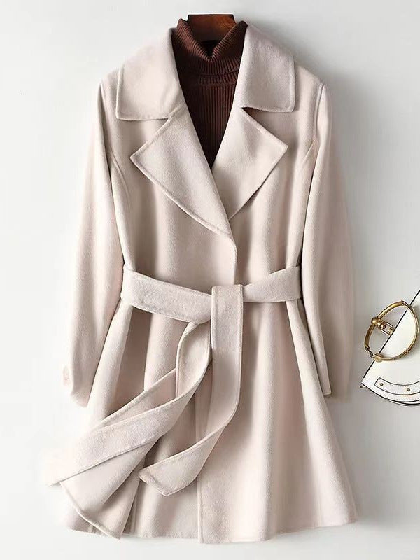 2024 Autumn and Winter New Woolen Coat Women's Slim-fit Slimming Korean Style Mid-length Woolen Coat Trendy