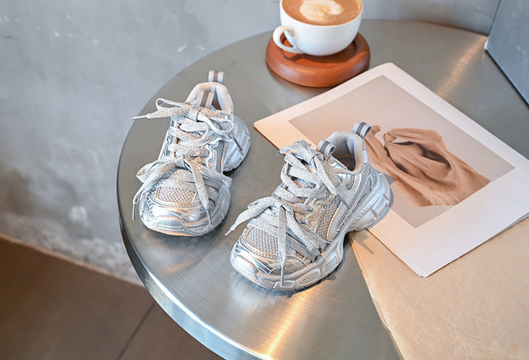 Children's Sports Shoes 2025 Spring and Autumn New Boys' Casual Dad Shoes Girls' Soft Sole Lightweight Running Shoes