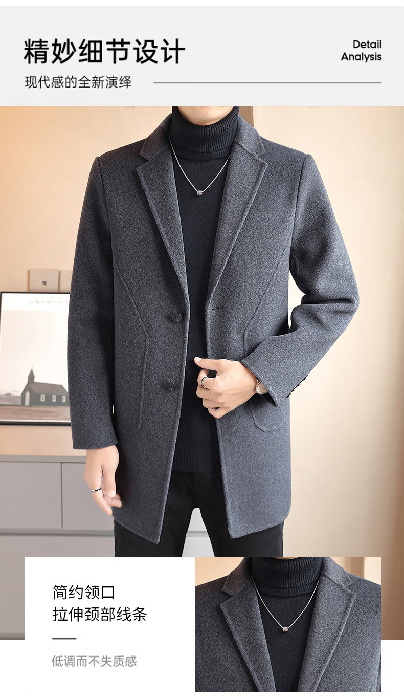 Double-sided Woolen Coat Men's Mid-length Cashmere Woolen Coat Men's Autumn and Winter High-end Down Liner Woolen Coat