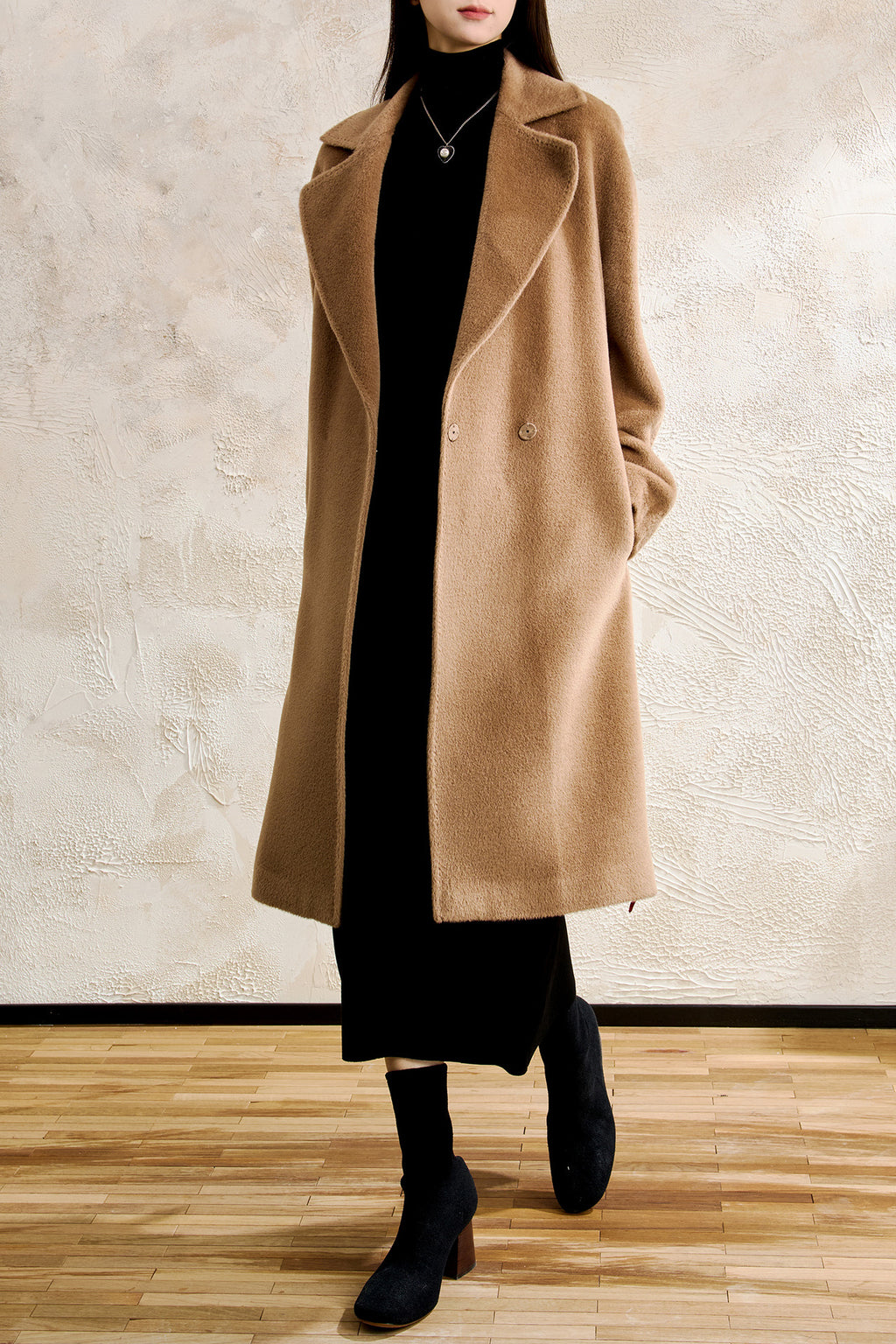Acetate Cashmere Women's Mid-Length Skirt, High-End Elegant High-Waist Slimming Rear Split Wool Straight Skirt, Autumn and Winter New Collection