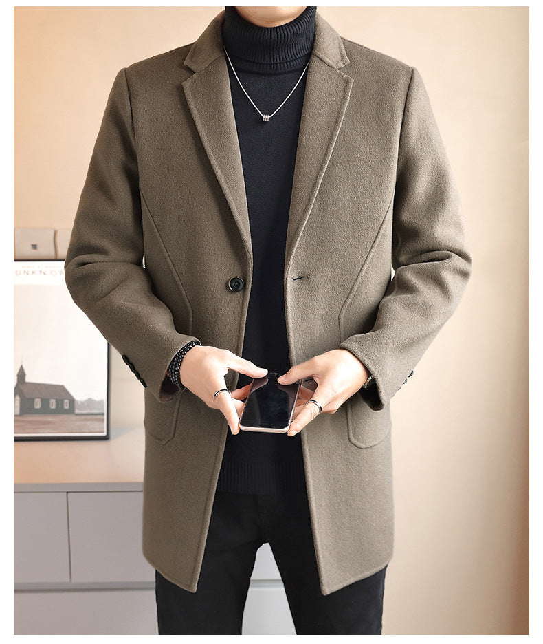 Men's Double-Sided Wool Mid-Length Cashmere Wool Coat Men's Autumn and Winter High-End Down Liner Wool Coat