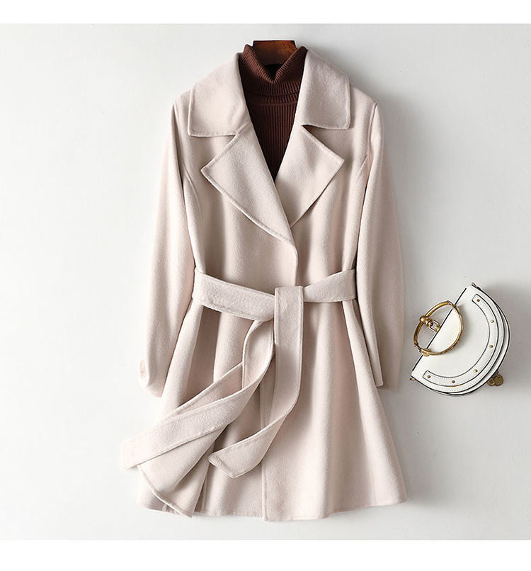 2024 Autumn and Winter New Woolen Coat Women's Slim-fit Slimming Korean Style Mid-length Woolen Coat Trendy