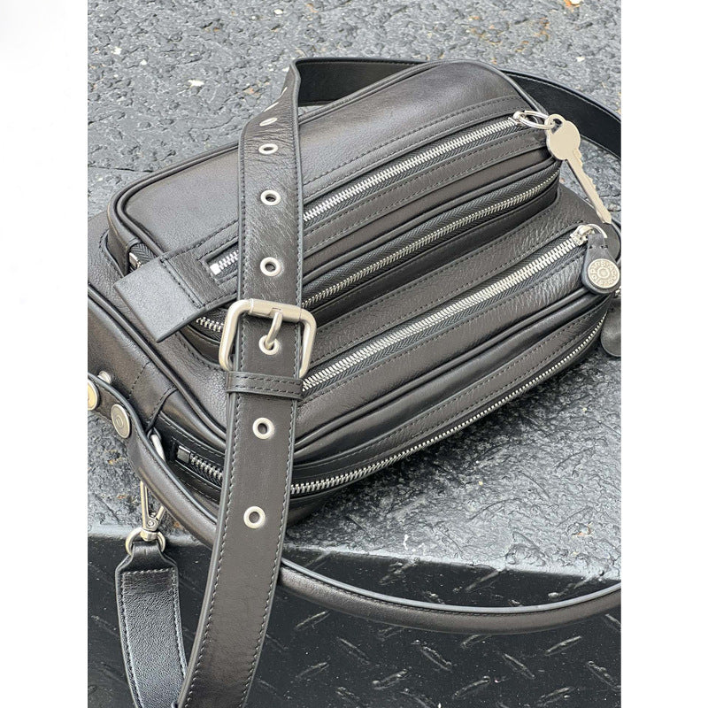 2025 New Leather Multi-compartment Zipper Handbag Key Pendant Underarm Bearer Bag Fashionable Shoulder Crossbody Bag