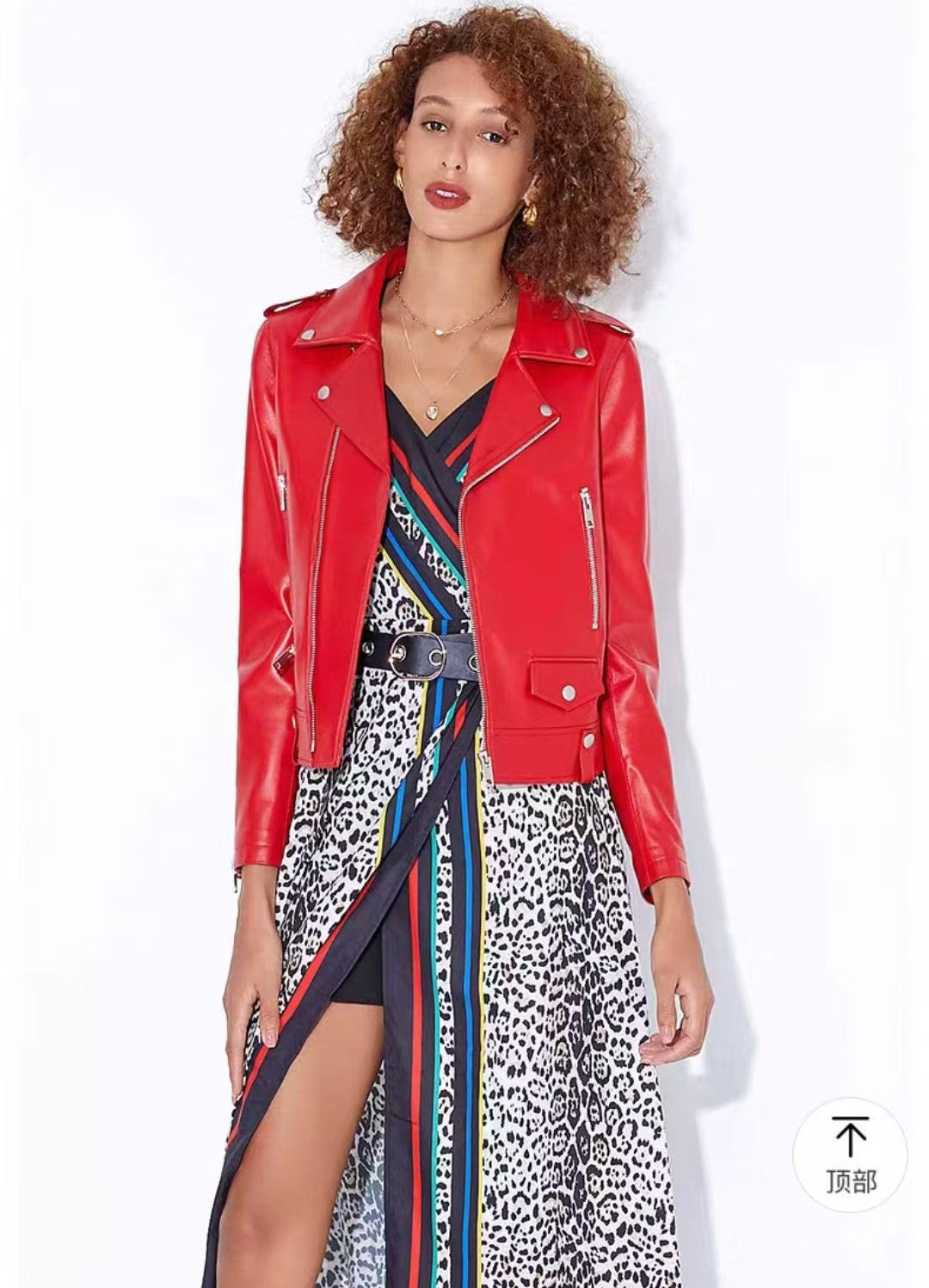 2025 Spring and Autumn New Korean Style Short Women's Pu Women's Large Size Leather Jacket Slim Motorcycle Jacket Small Leather Jacket