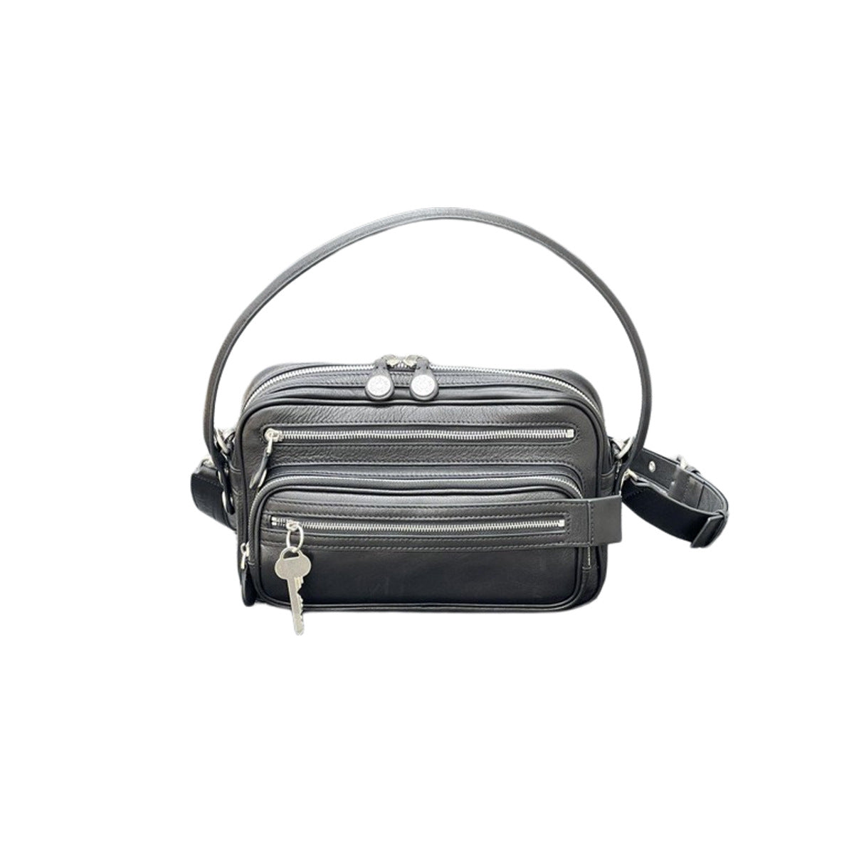 2025 New Leather Multi-compartment Zipper Handbag Key Pendant Underarm Bearer Bag Fashionable Shoulder Crossbody Bag