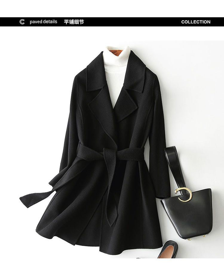 2024 Autumn and Winter New Woolen Coat Women's Slim-fit Slimming Korean Style Mid-length Woolen Coat Trendy