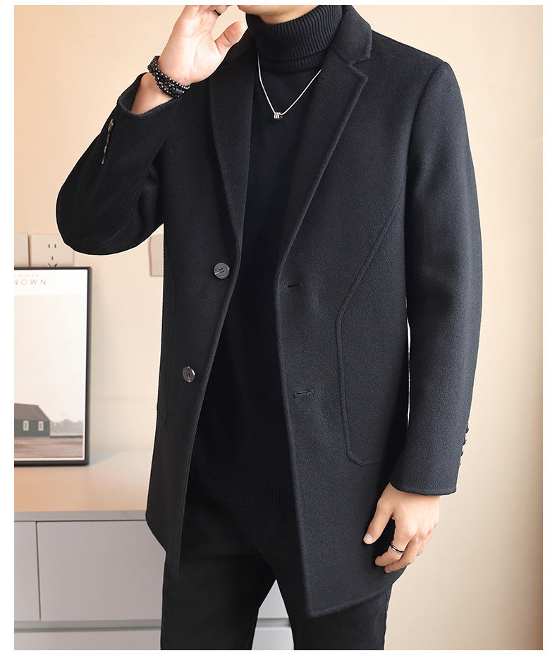 Men's Double-Sided Wool Mid-Length Cashmere Wool Coat Men's Autumn and Winter High-End Down Liner Wool Coat