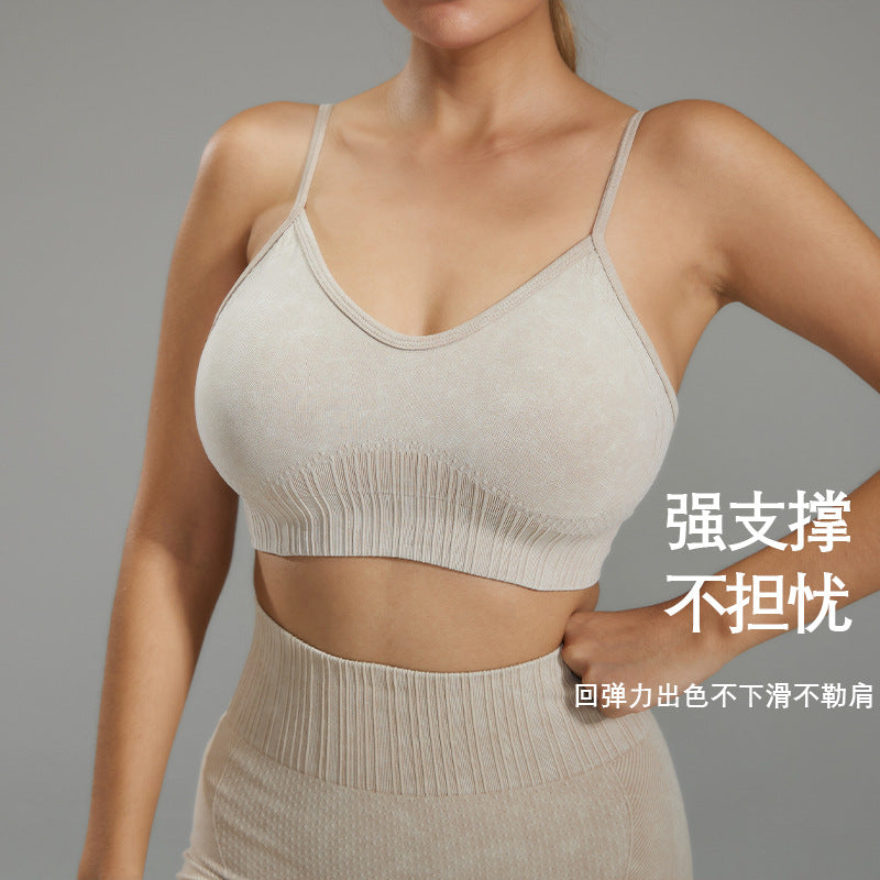 Breathable Sports Bra Yoga Running Underwear Women's Shockproof Fitness Bra Naked with Chest Pad Breathable Vest suit