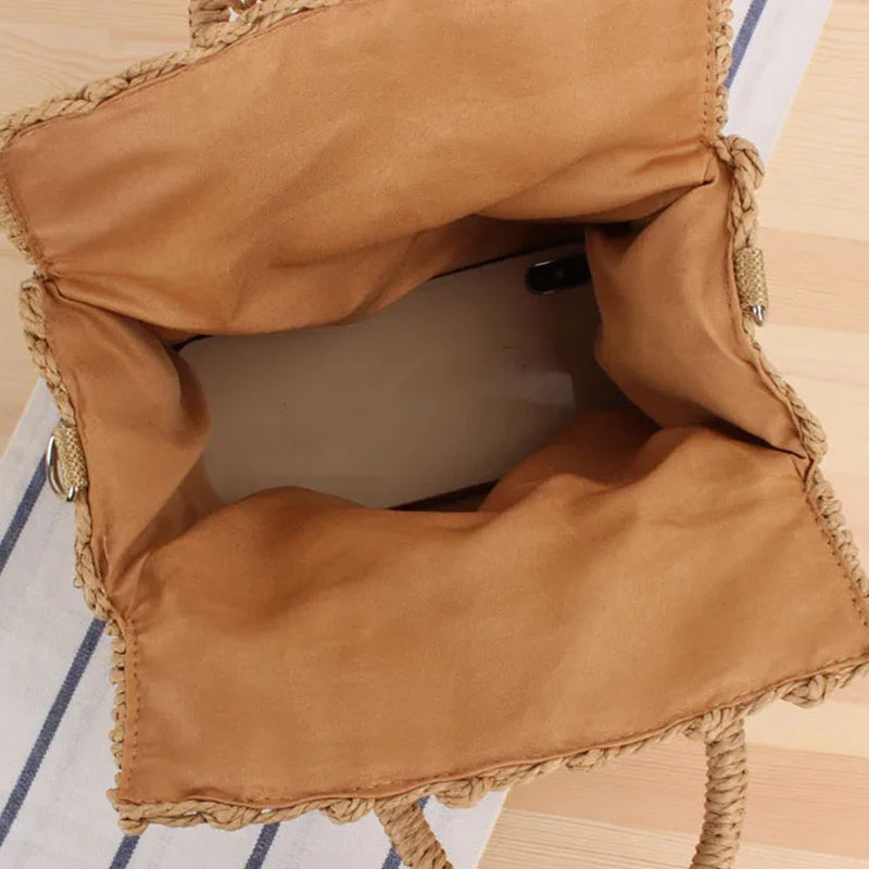 Summer Straw Beach Bag Handmade Handbag Women Shoulder Bags Rattan Beach Bags Bohemian Woven Crossbody Basket Tote sac