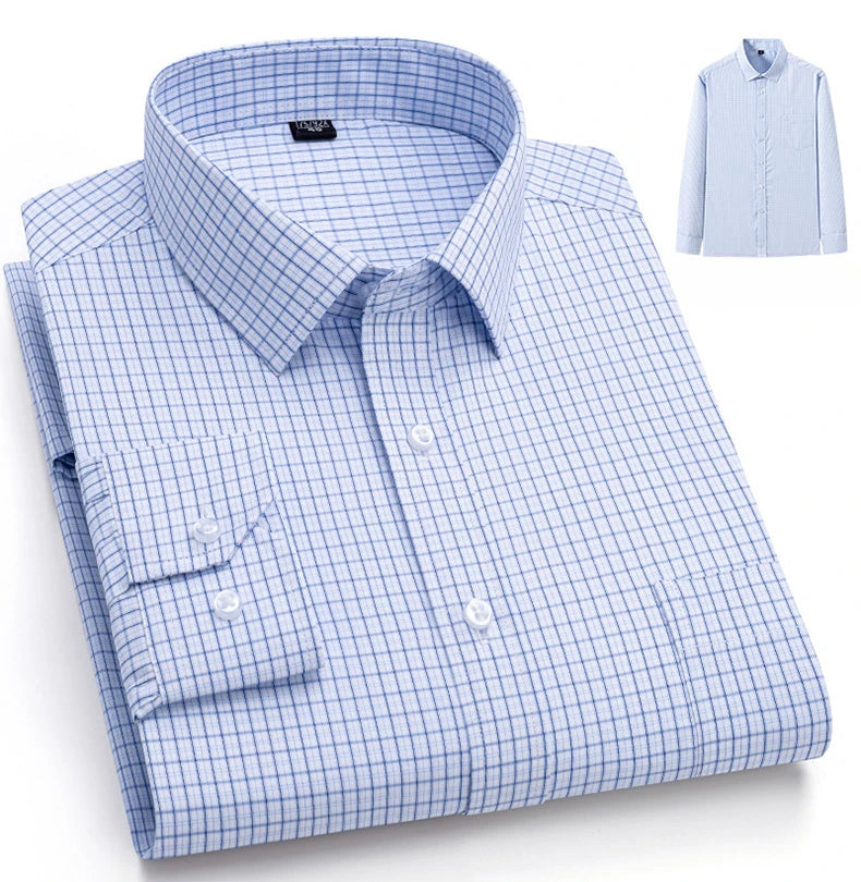 New elegant 40% cotton long-sleeve slim fit shirts for men Casual plain shirt plaid designer tops houndstooth clothes