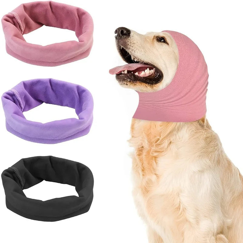 Pet Dog Cat Ears Cover Calming Headband Bathing Grooming Helper Anti-shock Noise-proof Ear Muffs Turban Neck Warmer