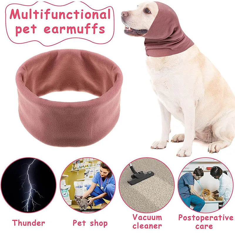 Pet Dog Cat Ears Cover Calming Headband Bathing Grooming Helper Anti-shock Noise-proof Ear Muffs Turban Neck Warmer