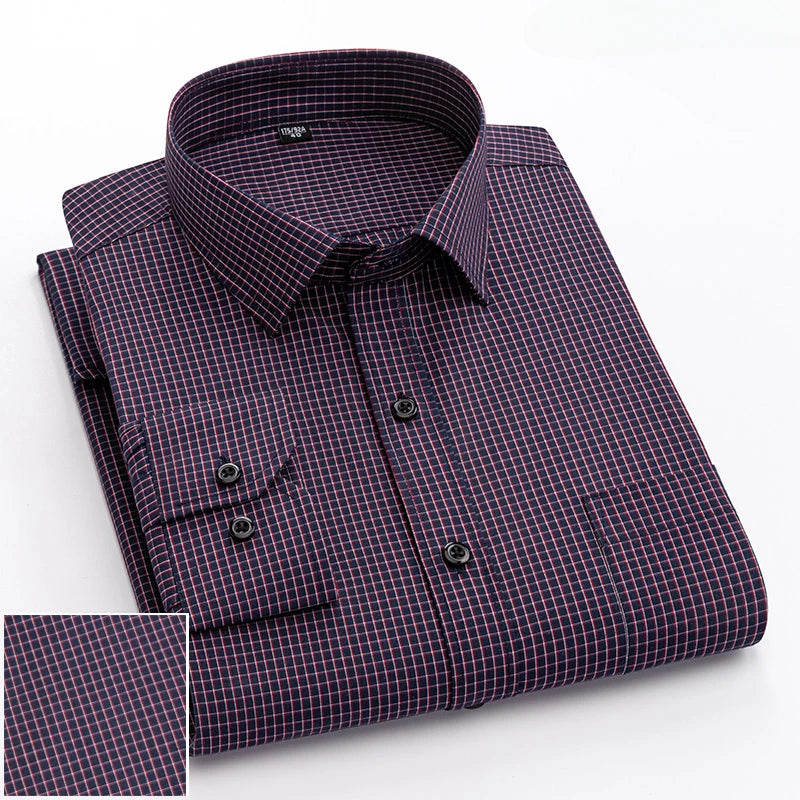New elegant 40% cotton long-sleeve slim fit shirts for men Casual plain shirt plaid designer tops houndstooth clothes